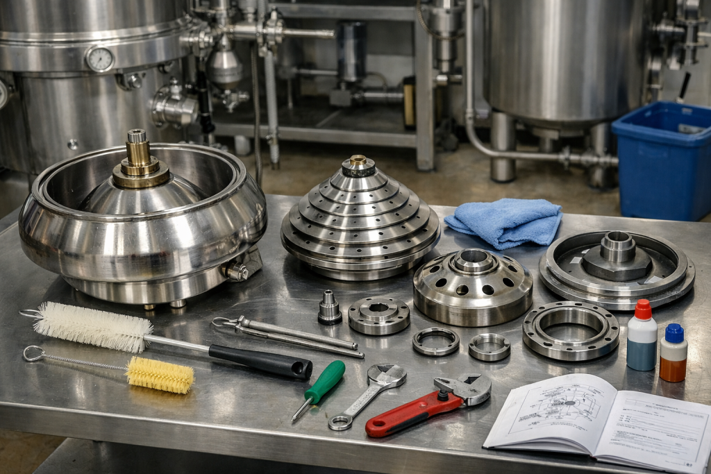Entretien et démontage d'un séparateur centrifuge de crème professionnel